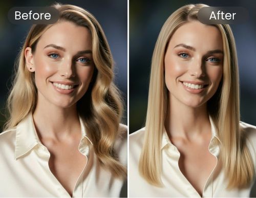 Change the hairstyle of a bloned hair woman with google gemini ai image generator