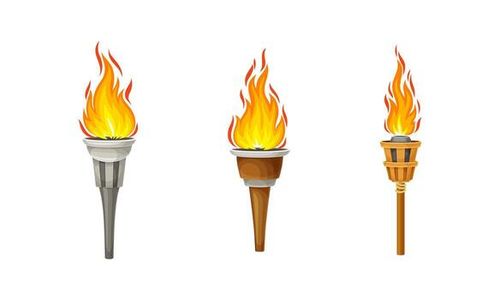 Flaming torches with burning fire set illustration vector