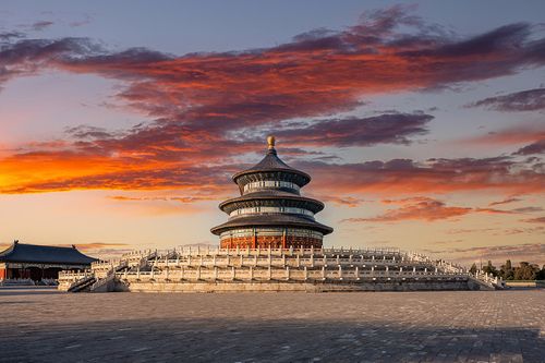 晚霞火烧云与天坛祈年殿图片下载