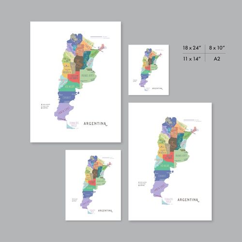 Argentina Map, PRINTABLE Argentina Province and Capitals, Labeled Argentina Map with Capital, Modern home decor (#P587) image 6