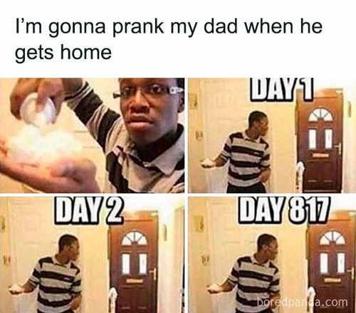 Man preparing a prank with cotton balls at the door, showing patience over days in a relatable meme about silly, spicy memes.