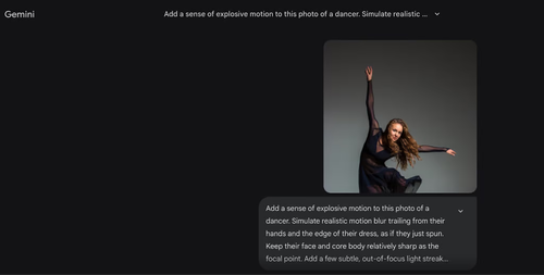 Gemini prompt for adding ad dynamic moment to an image.
