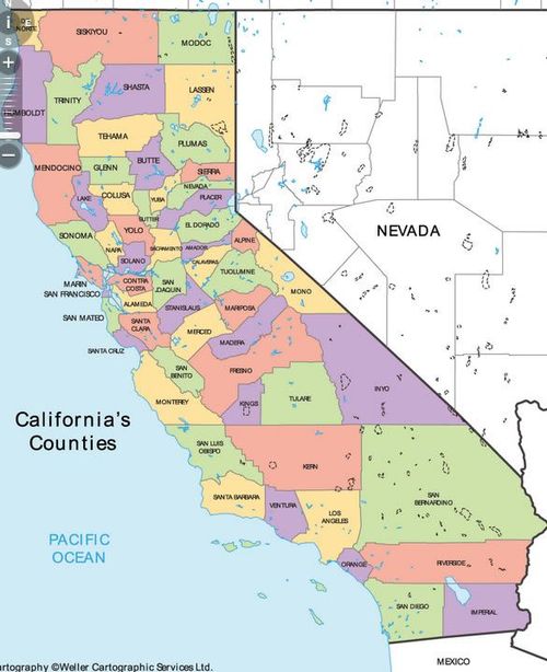 a map of california with the states and major cities