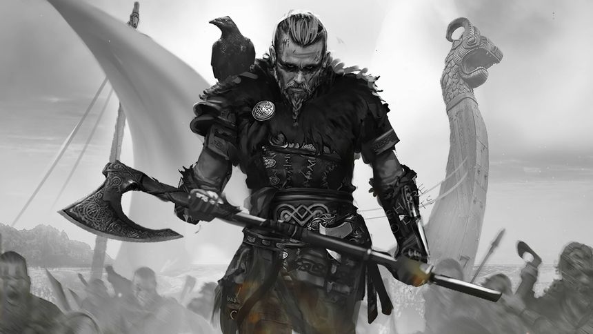 AC Valhalla In Greyscale Wallpaper