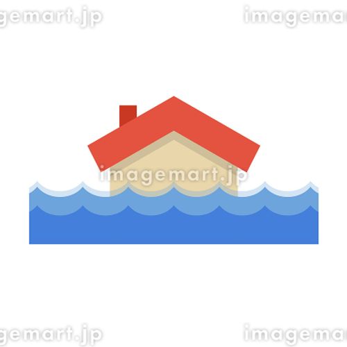 洪水のアイコン・水害 ゲリラ豪雨,ダメージ,床上浸水のイラスト素材