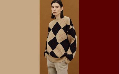 Argyle knit sweater