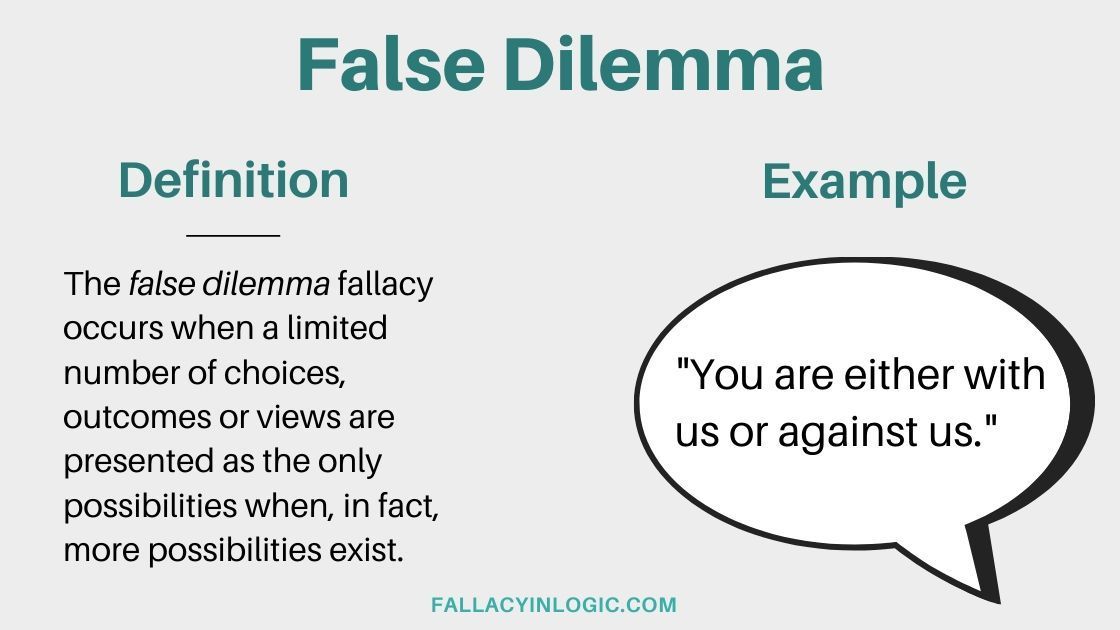 False Dilemma Fallacy | Logic and critical thinking, Logical fallacies, False dilemma