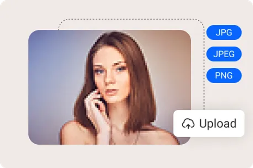 Upload a blurry girl image to PhotoGrid AI Image Upscaler