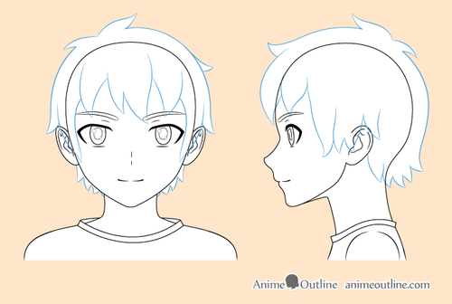 Anime boy hair drawing
