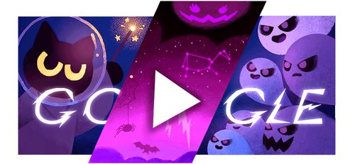 Halloween Google Doodle 2024 black cat academy is back