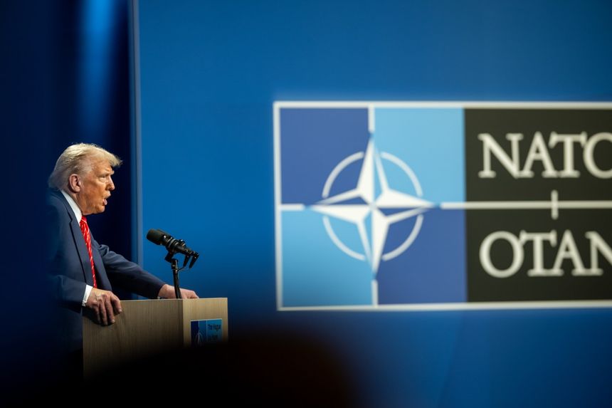 President Donald Trump participates in a press conference, Wednesday, June 25, 2025, during the 2025 NATO Summit at the World Forum in The Hague, Netherlands. (Official White House Photo by Daniel Torok)