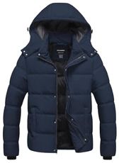 CTFASHION Men North face jacket Puffer ski Jacket for Men Winter Cotton Coats Windproof & Waterproof Fleece-Lined Parka with Detachable Hood and 4 Pockets Navy S