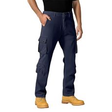 Cargo Work Pants for Men,Relaxed Fit Wrangler Baggy Pant Men's Water Resistant Ripstop Stretch Carpenter Workout Construction Big and Tall Cargo Pants Outdoor Hiking Trousers with Pockets Dark Blue S