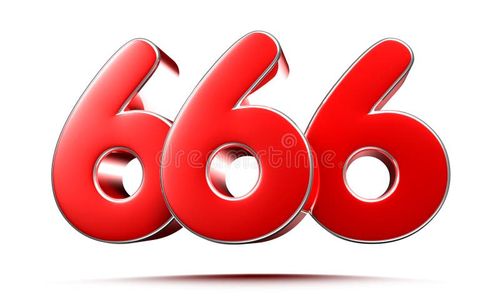 Rounded red numbers 666 on white background 3D illustration with clipping path. 666 illustrations