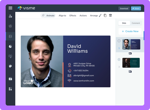 How to create AI-generated business cards with Visme