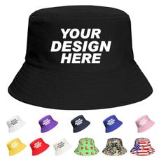 Custom Bucket Hat Design Your Own Hat Custom Hat for Men Woman Personalized Bucket Hats for Logo Image Text Fisherman Hat Black-0001