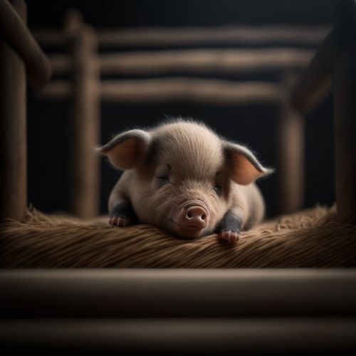 Sleeping Pig in a crib