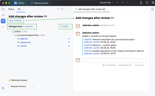 Pull Requests tab with an open pull request