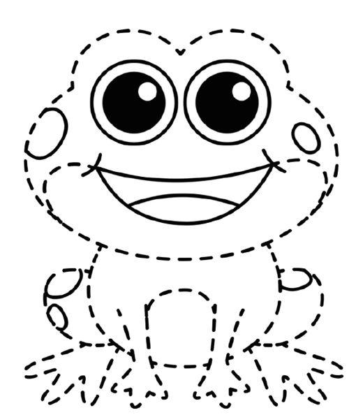 Desenho de um sapo para colorir e completar os pontos.