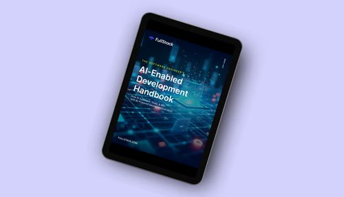 An image of a tablet displaying the Engineer’s AI-Enabled Development Handbook, a guide for implementing AI in development workflows.