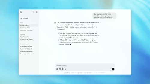 界面展示了用户与 ChatGPT 的对话，内容是根据特定参数创建 CSS。