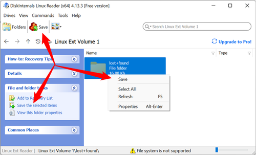 There are several ways to save a file from Linux Reader.