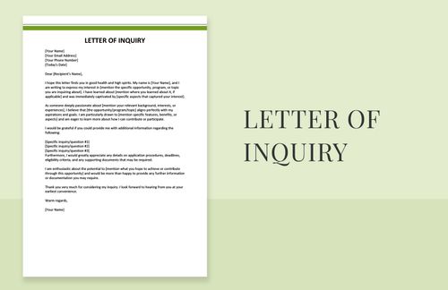 Letter of Inquiry in Word, Google Docs - Download | Template.net