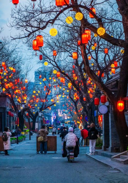 chinese new year in beijing hutong - beijing stock pictures, royalty-free photos & images