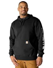 Carhartt Men's Loose Fit Midweight Logo Sleeve Graphic Hooded Sweatshirt Big and Black Large Tall