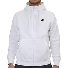 Nike Men's Sportswear Club Fleece Full Zip Hoodie, Fleece Zip-Up Hoodie Men, White/White/Black, XL-T