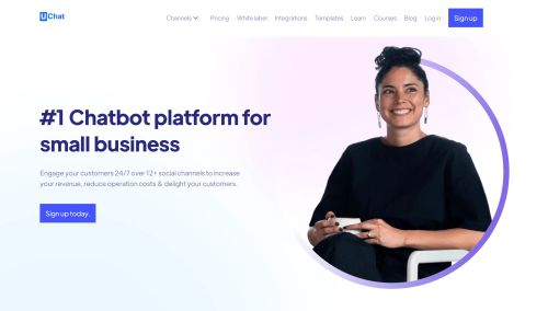 Screenshot of the UChat homepage.