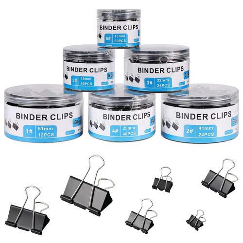 208 PCS Binder Clips Paper Clamps Assorted Sizes, Metal Paper Binder Clip, Black Binding Paperwork Clamp Bulk, School Teac...