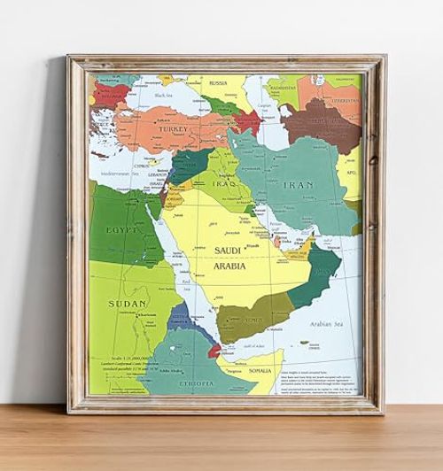 Middle East CIA Map - Iraq Iran Israel Political 2003 Wall Poster - Palestine, Gaza Strip, West Bank, Lebanon, Iran, Iraq - War in Israel and Gaza Home Schooling Classroom (16"x19")