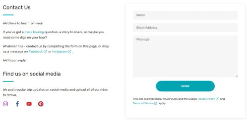 web form design: screenshot of a simple contact form example showing three form fields and language to encourage contact.