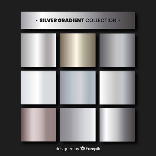 a set of silver and black color palettes for the design of an album or brochure
