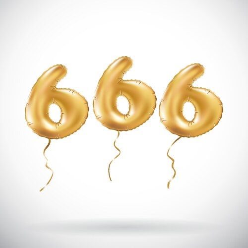 Golden number 666 six hundred sixty metallic Vector Image