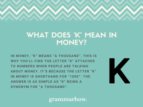What Does 'K' Mean in Money
