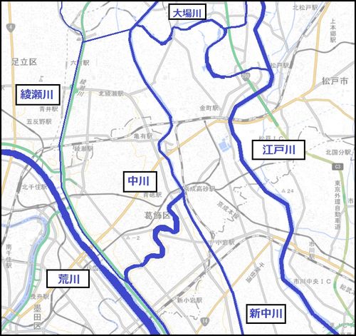 葛飾区の河川図