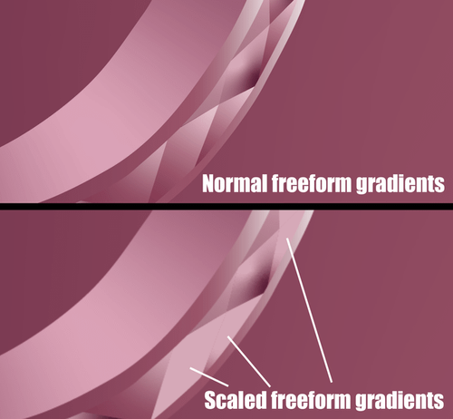 r/AdobeIllustrator - Normal freeform gradients Scaled freeform gradients