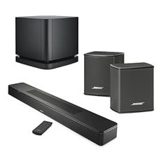 Bose New Smart Dolby Atmos Soundbar, Black Bundle with Wireless Surround Speakers (Pair), Bass Module 500
