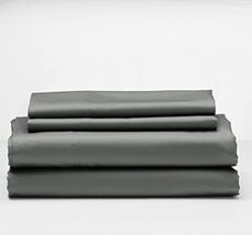 Cuddledown Heritage Sheet Set | 100% Cotton | Premium Quality | Ultra Soft Sateen Weave | Breathable | Deep Pockets | 3 Piece Set | Twin Size | Charcoal