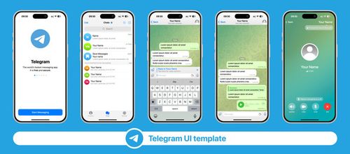 Telegram messenger template UI 2025 update shown on iPhone 17. Editable vector mockup for chat app design, mobile messaging interface, and social communication presentation.