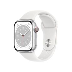 Apple Watch Series 8 [GPS + Cellular, 41mm] - Silver Aluminum Case with White Sport Band, M/L (Renewed)