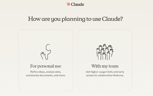 Keuzescherm voor persoonlijk gebruik of teams.