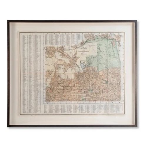 1939 Vintage Antique Map of Hollywood LA New Frame Certificate of Authenticity - Image 1 of 4