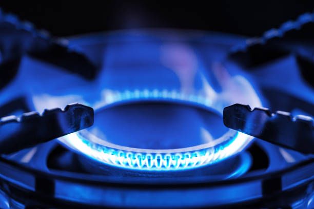 Gas stove with flame