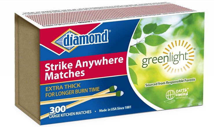 Product image of Diamond Green Light Strike Anywhere Matches.