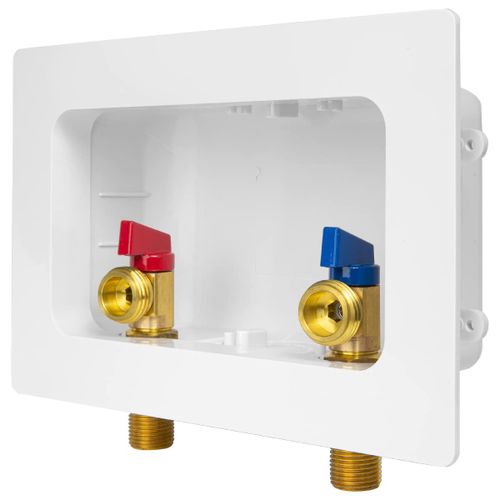 EFIELD Premium Washing Machine (Laundry) Outlet Box with Center Drain, 1/2 inch Sweat MIP x 3/4 inch MHT Connection, White...