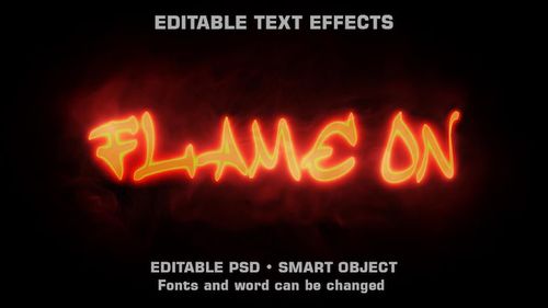 PSD fiery flame on text effect