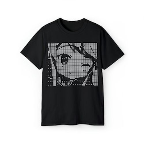 Anime Girl ASCII Art Black Unisex Ultra Cotton Tee image 1